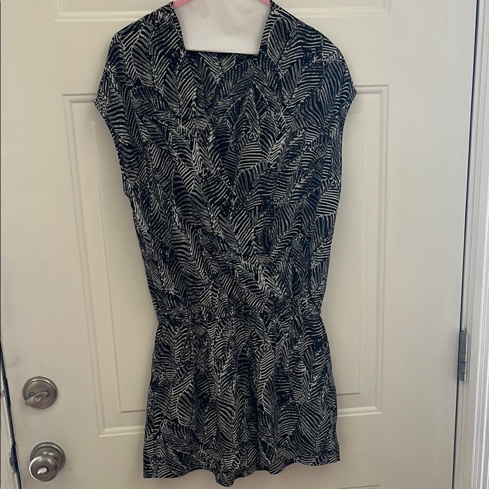 Lumiere Blue and White Patterned Women's Romper